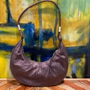 Charles David metallic leather hobo bag with braided strap